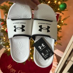 NWT…Under Armour Black and White Slide Sandals